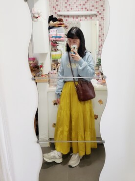 「POU DOU DOU（プードゥドゥ）のアイテム（スウェット）」を使った、evenさん（レディース・158cm）の春コーディネート