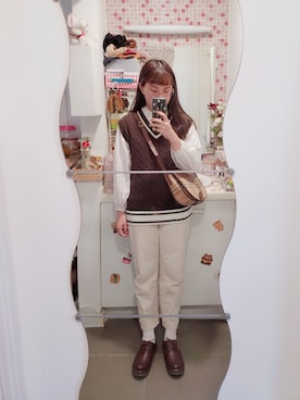 「UNIQLO（ユニクロ）のソフトコットンギャザーブラウス（7分袖）（シャツ/ブラウス）」を使った、evenさん（レディース・158cm）の秋コーディネート