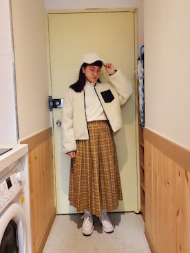 「w closet」｜「アイテム（帽子）」を使った、evenさん（レディース・158cm）の冬コーディネート