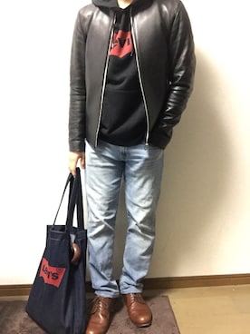 「BEAUTY&YOUTH UNITED ARROWS」｜「アイテム（ライダースジャケット）」を使った、shun24さん（メンズ・163cm）の冬コーディネート