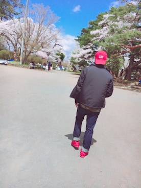 「花見」｜「アイテム（ブルゾン）」を使った、ＺＩＺＩさん（メンズ・174cm）の春コーディネート