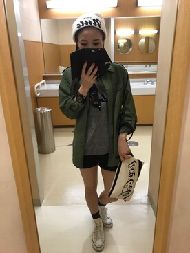 「H&M（エイチ・アンド・エム）のアイテム（帽子、ホワイト系）」を使った、N a h oさん（レディース・153cm）の春コーディネート
