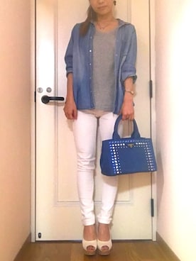 Gu ライトデニムシャツ 長袖 ａを使ったレディース人気ファッションコーディネート Wear