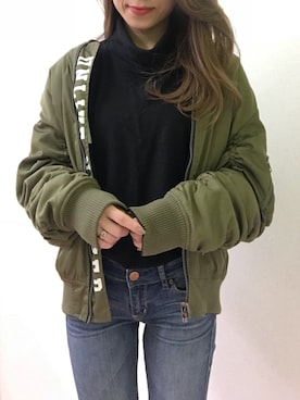 「ENVYM（アンビー）のアイテム（ブルゾン）」を使った、N a h oさん（レディース・153cm）の冬コーディネート