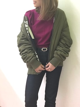 「ENVYM（アンビー）のアイテム（ブルゾン）」を使った、N a h oさん（レディース・153cm）の秋コーディネート