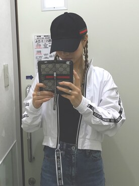 「Guess（ゲス）のアイテム（ジャケット/アウター）」を使った、N a h oさん（レディース・153cm）の夏コーディネート