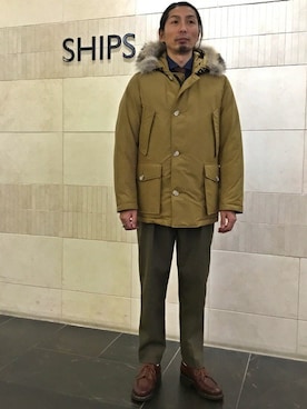 「WOOLRICH（ウールリッチ）のアイテム」を使った、三浦さん（メンズ・180cm）の秋コーディネート