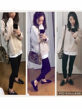 「スエット」｜「アイテム（モカシン/デッキシューズ）」を使った、fum10-08さん（レディース・160cm）の秋コーディネート