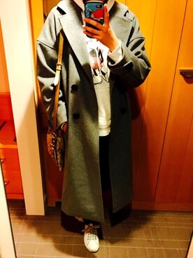 「EGOIST（エゴイスト）のアイテム（チェスターコート）」を使った、y☺︎k☺︎さん（レディース・164cm）の冬コーディネート
