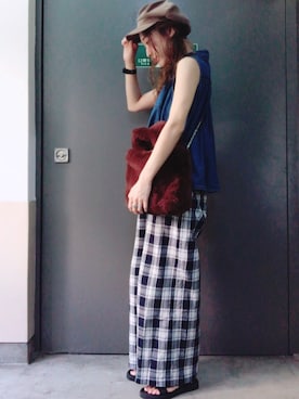 「残暑コーデ」｜「アイテム（帽子）」を使った、PUuさん（レディース・164cm）の秋コーディネート