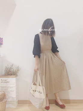 「Another Edition」｜「アイテム（ジャンパースカート）」を使った、m♡さん（レディース・167cm）の秋コーディネート