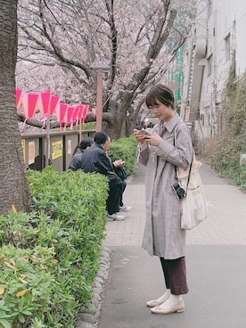 「花見」｜「アイテム（財布/小物）」を使った、m♡さん（レディース・167cm）の春コーディネート