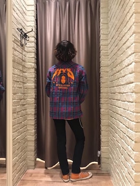 「HYSTERIC GLAMOUR（ヒステリックグラマー）のREVOLUTION SOUNDS刺繍 CPOシャツ（シャツ/ブラウス）」を使った、dr.tateさん（メンズ・170cm）の秋コーディネート