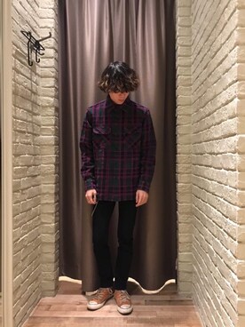 「HYSTERIC GLAMOUR（ヒステリックグラマー）のREVOLUTION SOUNDS刺繍 CPOシャツ（シャツ/ブラウス）」を使った、dr.tateさん（メンズ・170cm）の秋コーディネート