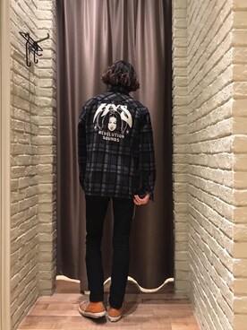 「HYSTERIC GLAMOUR（ヒステリックグラマー）のREVOLUTION SOUNDS刺繍 CPOシャツ（シャツ/ブラウス）」を使った、dr.tateさん（メンズ・170cm）の秋コーディネート