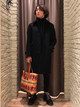 「HYSTERIC GLAMOUR（ヒステリックグラマー）のアイテム（ステンカラーコート）」を使った、dr.tateさん（メンズ・170cm）の秋コーディネート