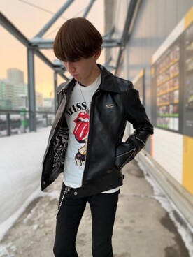 「コラボレーション」｜「アイテム（財布/小物）」を使った、dr.tateさん（メンズ・170cm）の冬コーディネート