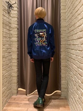 「HYSTERIC GLAMOUR（ヒステリックグラマー）のアイテム（スカジャン）」を使った、dr.tateさん（メンズ・170cm）の冬コーディネート