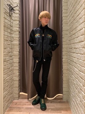 「HYSTERIC GLAMOUR（ヒステリックグラマー）のアイテム（スカジャン）」を使った、dr.tateさん（メンズ・170cm）の冬コーディネート