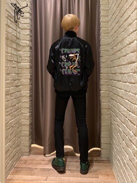 「HYSTERIC GLAMOUR（ヒステリックグラマー）のアイテム（スカジャン）」を使った、dr.tateさん（メンズ・170cm）の冬コーディネート