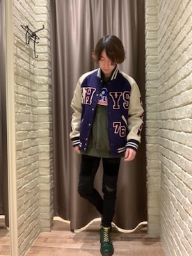 「スキニー」｜「アイテム（スタジャン）」を使った、dr.tateさん（メンズ・170cm）の冬コーディネート