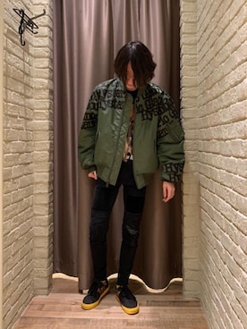 「HYSTERIC GLAMOUR（ヒステリックグラマー）のアイテム（MA-1）」を使った、dr.tateさん（メンズ・170cm）の秋コーディネート