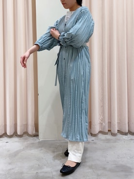 「白パンツコーデ」｜「アイテム（ワンピース/ドレス）」を使った、Yuuunoさん（レディース・155cm）の春コーディネート