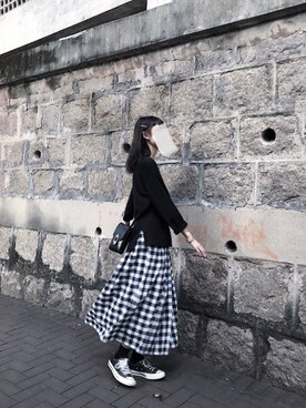 「initial（イニシャル）のアイテム（バッグ）」を使った、Pangwingjoyceさん（レディース・167cm）の冬コーディネート