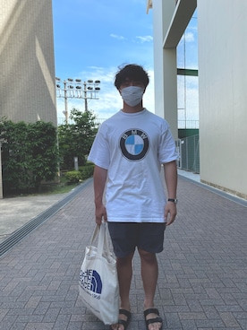 「BMW（ビーエムダブリュー）のアイテム」を使った、やまぴーさん（メンズ・180cm）の夏コーディネート