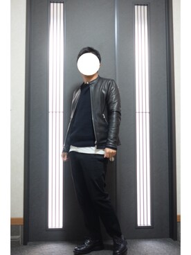 「トリッカーズ」｜「アイテム（ライダースジャケット）」を使った、ckpさん（メンズ・165cm）の冬コーディネート