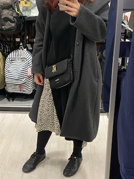 「niko and...（ニコアンド）のアイテム（ノーカラーコート）」を使った、manaさん（レディース・158cm）の春コーディネート