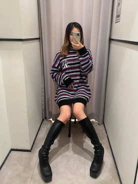 「BACK TO THE FIELD（バック トゥー ザ フィールド）のアイテム（ワンピース/ドレス）」を使った、namiさん（レディース・157cm）の冬コーディネート
