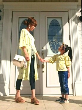 「dazzlin（ダズリン）のバックＷレースアップスキニーパンツ（デニムパンツ）」を使った、riineenさん（レディース・167cm）の春コーディネート