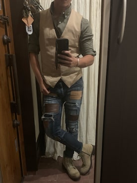 「BOREDOM（ボアドム）のアイテム」を使った、yoma さん（メンズ・173cm）の秋コーディネート