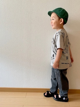 「リラックスパンツ」｜「アイテム（帽子）」を使った、kan1208さん（キッズ・100cm）の夏コーディネート