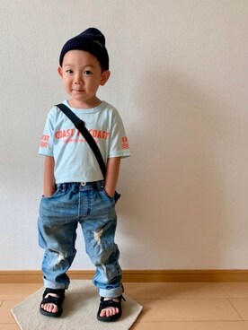 「highking（ハイキング）のアイテム（帽子）」を使った、kan1208さん（キッズ・100cm）の夏コーディネート