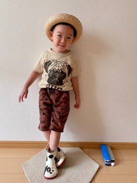 「Moujonjon（ムージョンジョン）のアイテム（その他パンツ）」を使った、kan1208さん（キッズ・100cm）の夏コーディネート