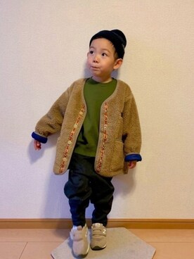 「Champion（チャンピオン）のアイテム（ジャケット/アウター）」を使った、kan1208さん（キッズ・100cm）の冬コーディネート