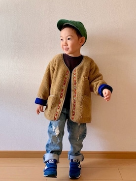 「Champion（チャンピオン）のアイテム（ジャケット/アウター）」を使った、kan1208さん（キッズ・100cm）の冬コーディネート
