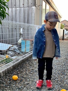 「BREEZE（ブリーズ）のアイテム（デニムジャケット）」を使った、kan1208さん（キッズ・100cm）の冬コーディネート