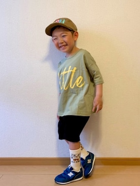 「Mini Rodini（ミニロディーニ）のアイテム（レッグウェア）」を使った、kan1208さん（キッズ・100cm）の春コーディネート