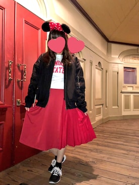「ディズニーランド」｜「アイテム（MA-1）」を使った、さやちゃんぽー❤︎さん（レディース・158cm）の春コーディネート