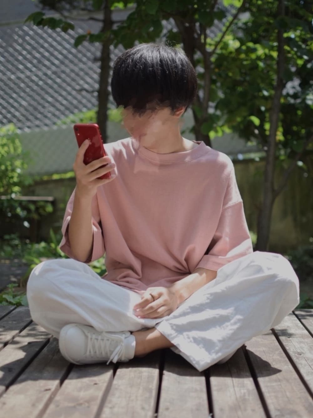 「シンプルコーデ、ゆるコーデ、夏、ワイドパンツ、タックイン、プチプラコーデ、白パンツ、WEGO、おしゃれさんと繋がりたい、いいね、save、フォローお願いします🤑」｜「WEGOのWEGO/＊2020夏＊ヘビーウエイトビッグシルエット半袖Tシャツ（Tシャツ/カットソー、ピンク系）」を使った、𝖲𝗍𝖾𝗅𝗈さん（メンズ・170cm）の夏コーディネートの1枚目の写真