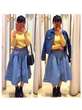 「RAY CASSIN（レイカズン）のアイテム（デニムジャケット）」を使った、kiyokiyo.さん（レディース・158cm）の春コーディネート