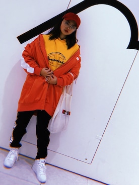 「PUMA（プーマ）のアイテム（ナイロンジャケット）」を使った、Zawaさん（レディース・154cm）の冬コーディネート