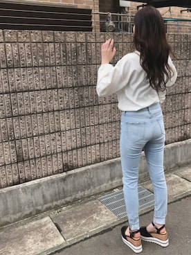 「dazzlin（ダズリン）の厚底ラインサンダル（サンダル、ブラック系）」を使った、𝚊 𝚔 𝚊 𝚗 𝚎さん（レディース・158cm）の夏コーディネート