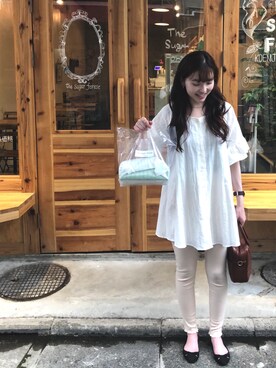 「RETRO GIRL（レトロガール）のアイテム（ワンピース/ドレス、ホワイト系）」を使った、𝚊 𝚔 𝚊 𝚗 𝚎さん（レディース・158cm）の夏コーディネート