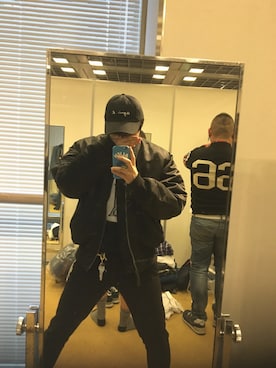 「Alpha Industries（アルファインダストリーズ）のアイテム（ブルゾン）」を使った、ラガーマンさん（メンズ・178cm）の冬コーディネート