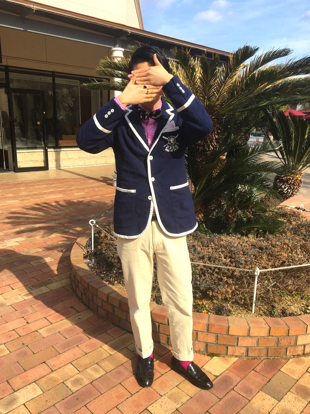 「トラッド、パーティースタイル」｜「POLO RALPH LAURENのアイテム（テーラードジャケット、ブルー系）」を使った、ラガーマンさん（メンズ・178cm）の冬コーディネートの1枚目の写真