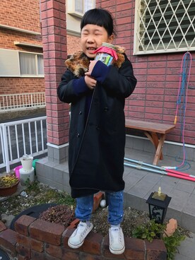 「GO TO HOLLYWOOD（ゴートゥーハリウッド）のアイテム（ジャケット/アウター、ブラック系）」を使った、ミニーさん（レディース）の冬コーディネート